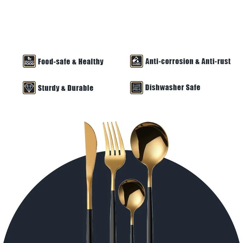 24 Buc/set Veselă Oțel Inoxidabil Cuțit Furculițe Linguri Lingurițe Veselă de Masă de Uz Casnic Restaurant Petrecere Tacâmuri Occidentale Cadouri