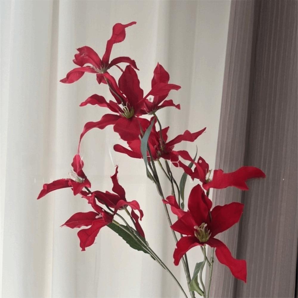 

80cm Artificial Flower Plastic Fake Bouquet New Faux Lilies Flower Home червоний