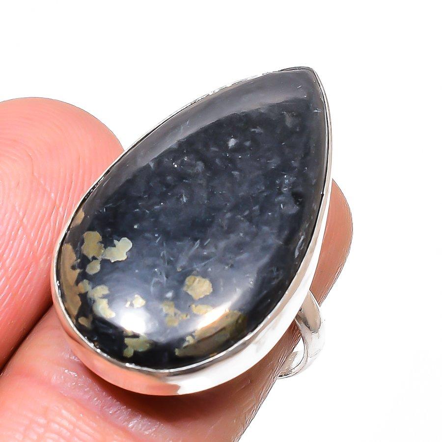 

Natural Pyrite Agate Gemstone 925 Sterling Silver Jewelry Ring Size 7 Z1j31