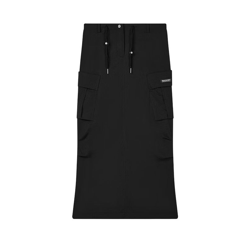 FILA Original Solid Color Comfortable Fashion Woven Mid-Waist Casual Long Skirt Women skirts Black F71W429302F-BK