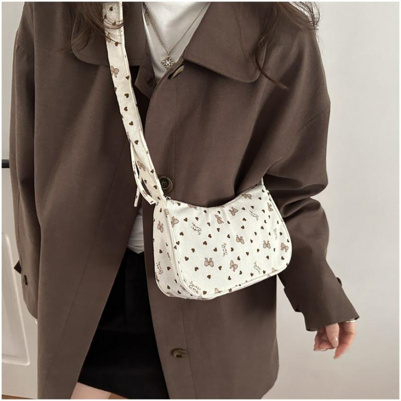 Japanese Sweet Top Handle Bag Fashi Print Textured Casual Crossbody Shoulder Bag Simple and Versatile Underarm Designer Bags