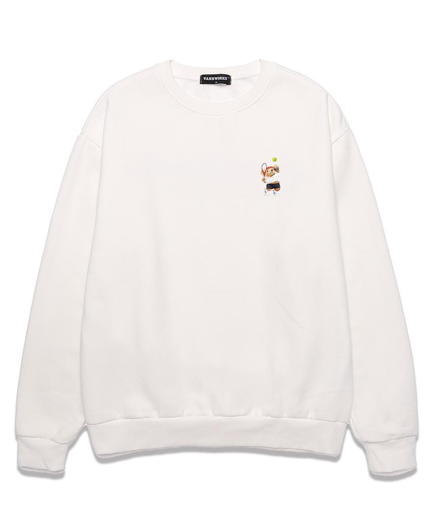 VANNWORKS Tennis Bear Oversized Sweatshirt (Vndts119) White