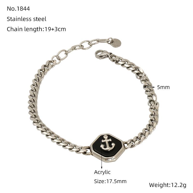 

Новая индивидуальная кубинская цепочка якорь дизайн мужской титановый стальной браслет мода универсальный