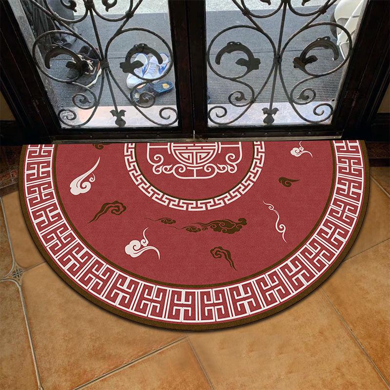 Europeisk Stil Halvcirkelformad Golvmatta Halkfri och Absorberande Matta Vid Badrumsentrén Hushållsdörrmatta Smutsavvisande Fotmatta