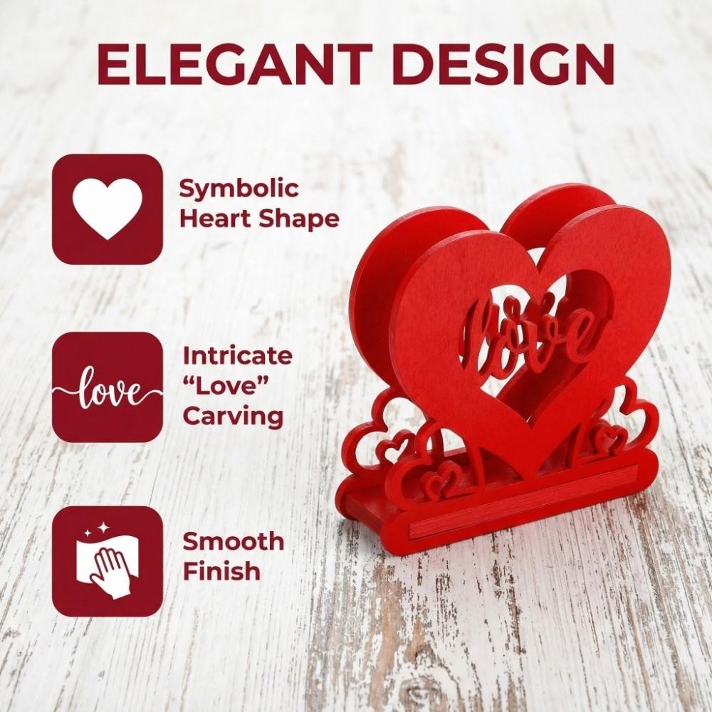Napkin Box Valentine Day Tissue Box Love Wood Knot Wooden Ornament Love Wood Tissue Box Red Heart of Baryada Valentine