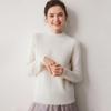Women's 100% Cashmere Thickened Long Sleeve Sweater - Half-High Neck, Versatile Knit Base Layer for Autumn/Winter