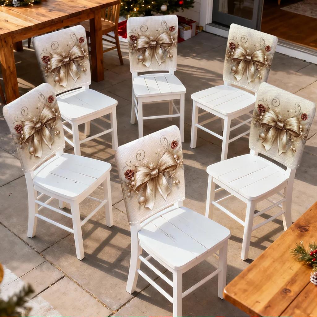 2/4/6pcs/set 45x55cm Christmas Bow Chair Cover Table Decoration Dining Seat Chair Covers Dining Room Bar Party Banquate