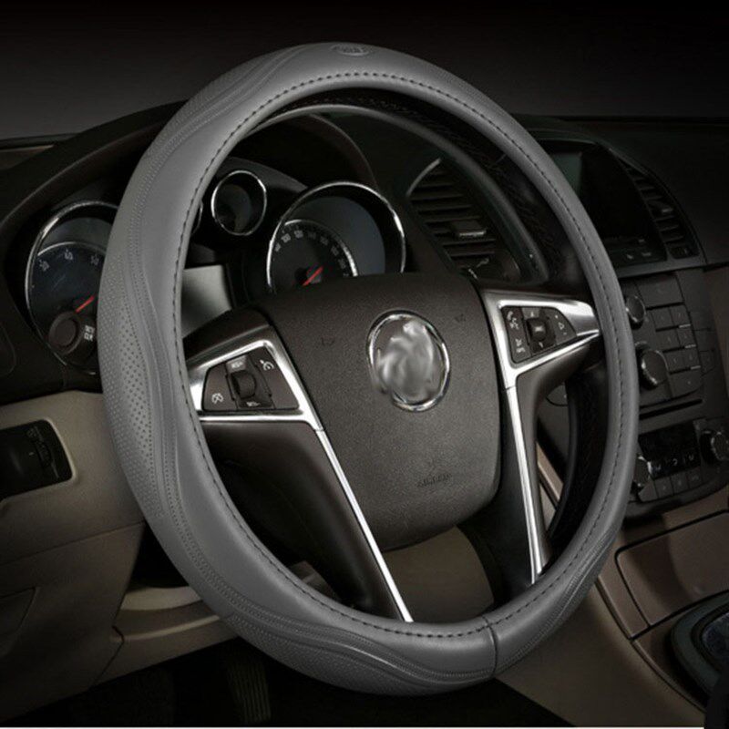

New Leather Car Steering Wheel Cover, Universal for All Seasons, Car Interior Decoration Protective Cover, Anti-Slip Car Handle Cover Gray