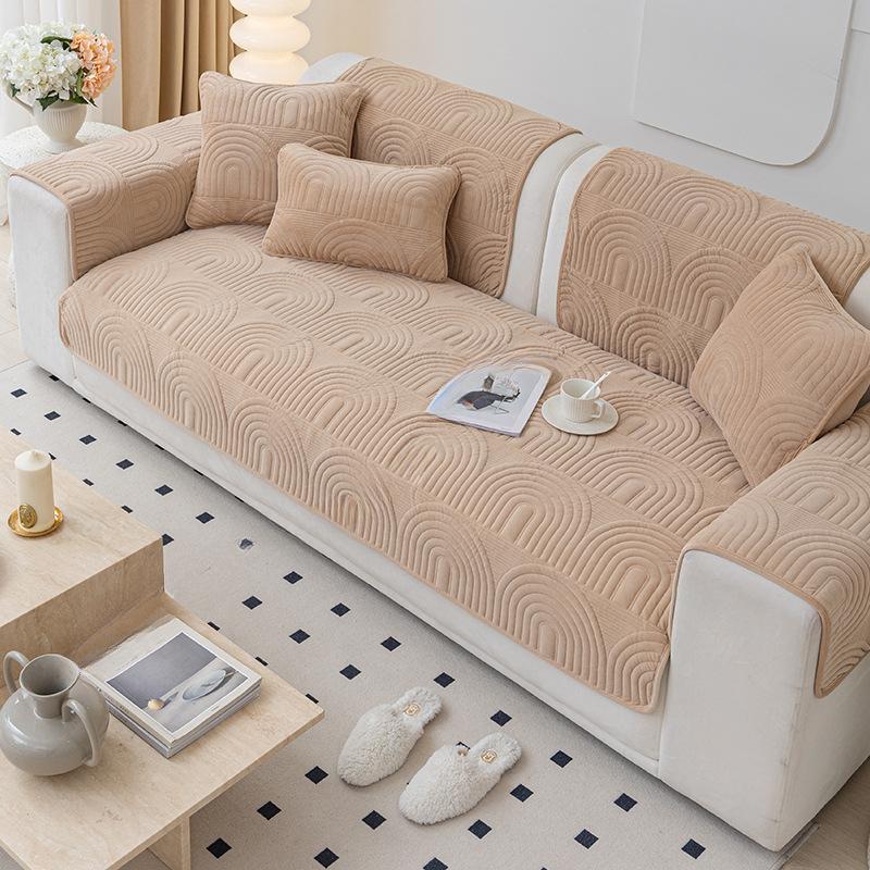 Sofa Cushion Four Seasons Universal Cream Wind Non-Slip Mat Leather Sofa Cover New High-Grade Plush Seat Cover