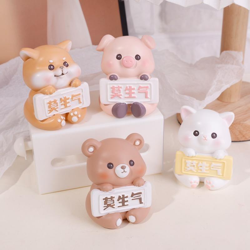 New Cute Creative Animal Decorations Shiba Inu Kitten Cartoon Ornaments Office Desktop Car Dashboard Mirror Resin Ornament