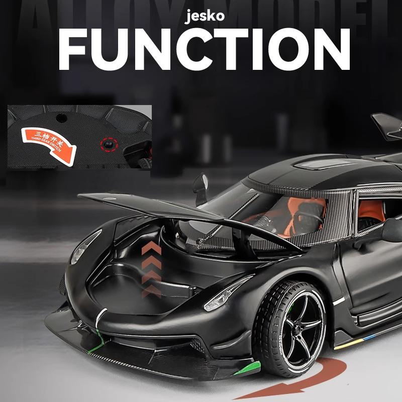 1:24 Jesko Alloy Sports car Model Diecasts Metal Racing Car Model High Simulation Sound Light Pull Back Kid Toy Birthday Gift Co