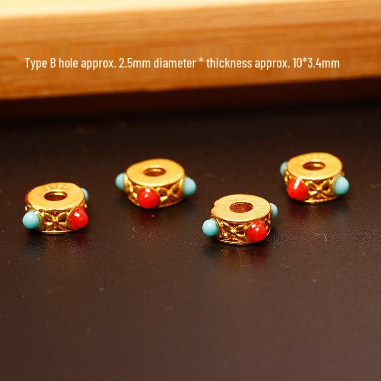 

Матовые золотые бусины-глазки стрекозы с инкрустацией непальской бирюзой для изготовления украшений своими руками