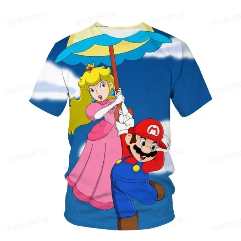 Camisetas de Moda de Manga Corta para Niños con Estampado 3D de Super Mario de Cuello Redondo - Tejido de Poliéster Suave de Elasticidad Media Ropa de Verano de Corte Relajado