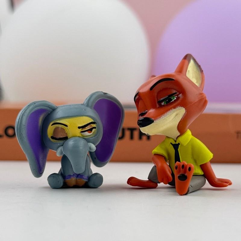 Zootopia Car Ornaments 6pcs Set Cartoon Dashboard Decor Office Desk Bedside Table Figure Cake Topper Collection Gift
