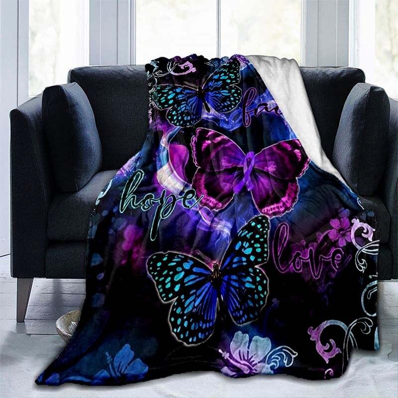 Faith Hope Love Butterfly Printed Quilts Fleece Blankets Birthday Gifts Valentine's Day Holiday Throw Blankets