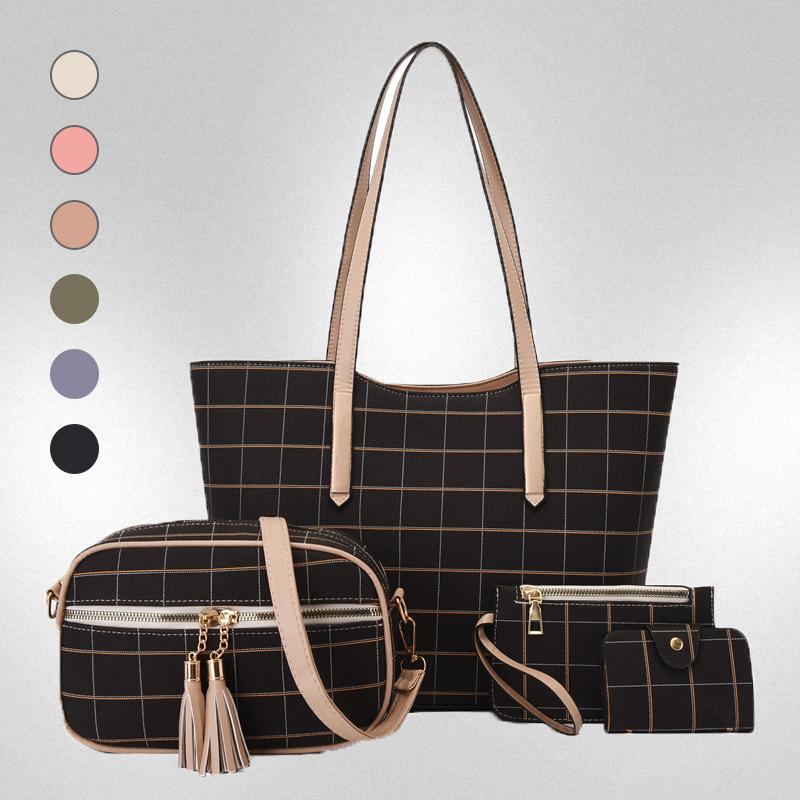 New Fashionable Four-piece Set, Mother and Child Bag, Textured Single Shoulder Portable Messenger Women's Bag, Large Bag.