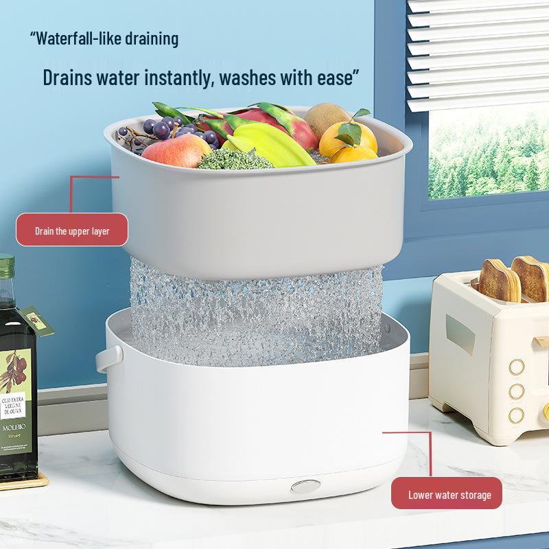 Double Layer Electric Vegetable Washing Basket & Purifier with Large Capacity