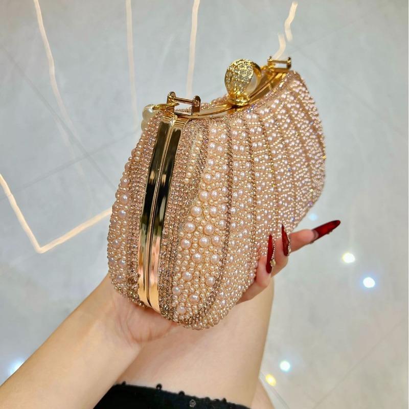 Dinner Bag Ladies' Handbag Pearl and Diamond Set Banquet Clutch Evening Dress Bag Ladies' Bag