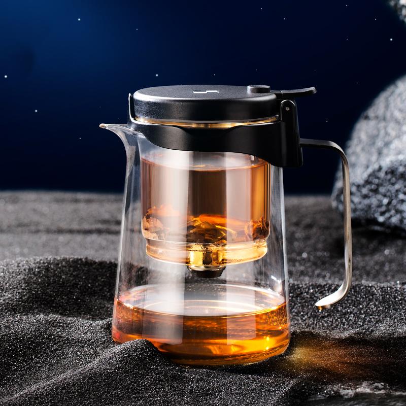 Bonston teiera con separatore a bolle isolante elegante, teiera in vetro resistente al calore, tazza da tè con filtro semplice