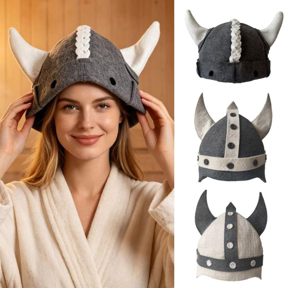 Funny Viking Horn Sauna Hat Halloween Cosplay Horn Helmet Cosplay Costume Prop