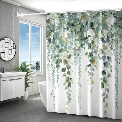 Elegant Greenery and Waterfall Design Waterproof Shower Curtain – Perfect for Bringing a Serene and Natural Touch To