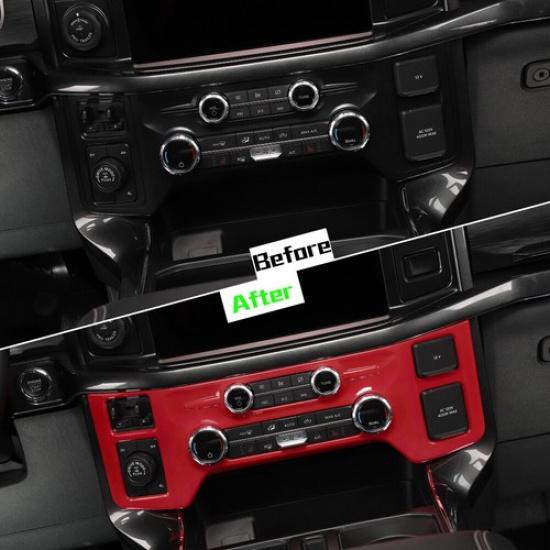 Red Central Control Air Conditioner Switch Adjust Trim Cover For Ford F150 +