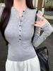 Best-Selling American Retro Black V-Neck Long-Sleeve Slim Fit Shirt