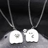 2 Pack Specter Pendant Necklace Chain Necklaces Birthday Gift Necklaces Stainless Steel Texture for Party and Daily