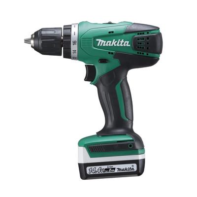 Makita Genopladelig Skruetrækker/Boremaskine med Kasse MDF347DSA 14,4V2Ah Batteri, Oplader,
