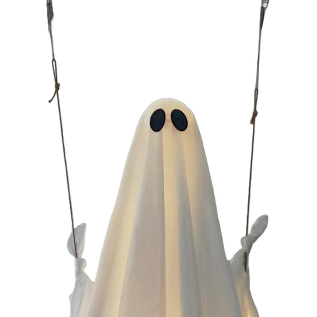 Halloween Hanging Swing Ghost with LED Lights Hanging Swing Ghost Spooky Swing Ghost for Garden Patio Yard Porch Outdoor Holiday