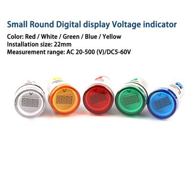 וולטמטר דיגיטלי עגול מיני 22 מ"מ טווח AC20-500V/DC5-60V מד בודק מתח מטר מחוון אור אות LED ac מתח Met