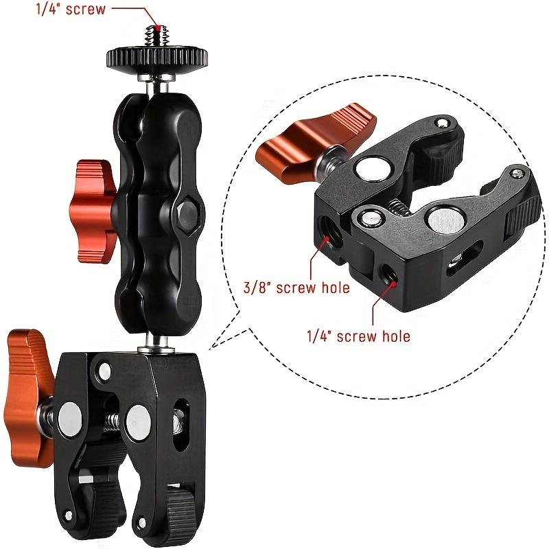 A Versatile Super Clamp with a Universal Aluminum Alloy Featuring 1/4" And 3/8" Screw Holes Suitable for GPS Devices Phone Mounts And Action Cameras