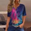 Women's T Shirt Tee Print Button Short Sleeve Daily Weekend Fashion Basic V, Neck Regular Top