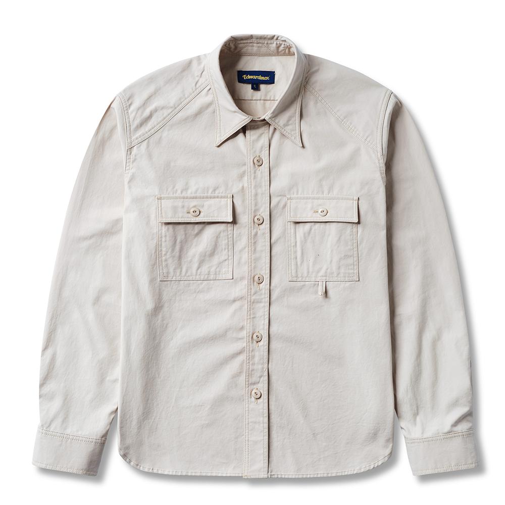 Edward Max Western Work Shirt 100% Cotton Cream M