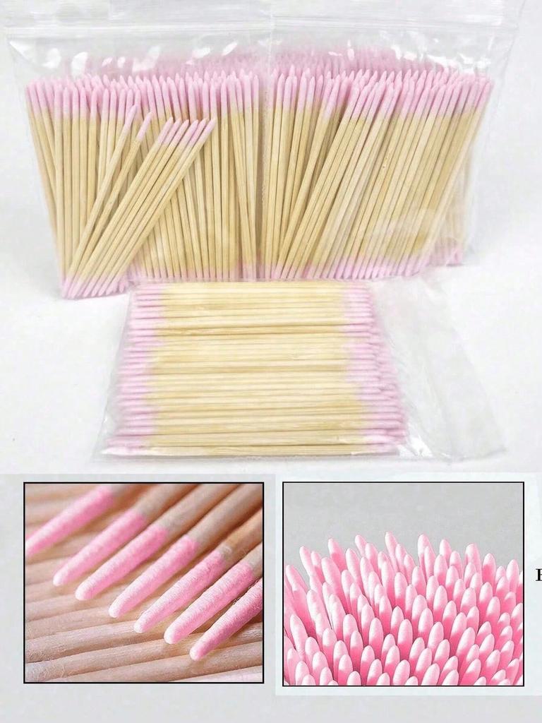 100PCS Double Headed Nail Polish Wiping Wooden Stick ,Small Tip Double Head Tattooed Eyebrows Beauty Makeup Tools For Wiping, About 100Pcs/Pack