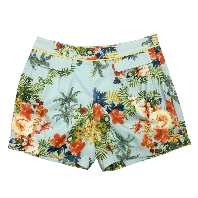 

H3077 Summer New Arrival High Waist Side Zipper Print Women s Shorts Vacation Style Slim Looking Easiest for Match Casual Loose Pants Light Blue S