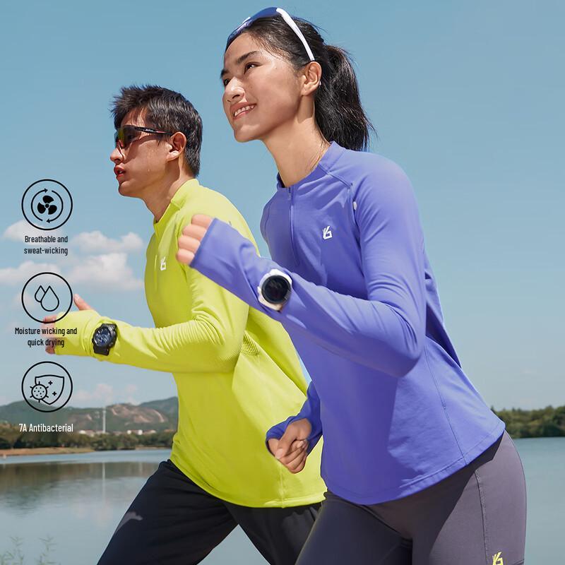 Yuebu Women's Anti-Bacterial Quick-Dry Half-Zip Long-Sleeve Sports Top