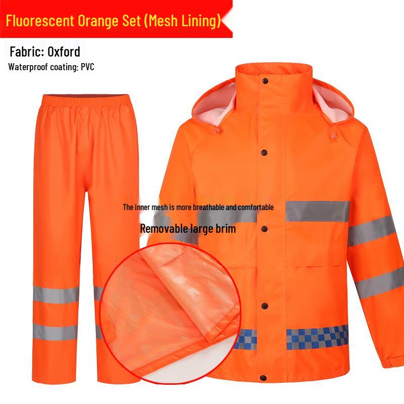 Reflective Split Raincoat & Pants Set for Adults - Unisex Cycling & Motorcycle Gear