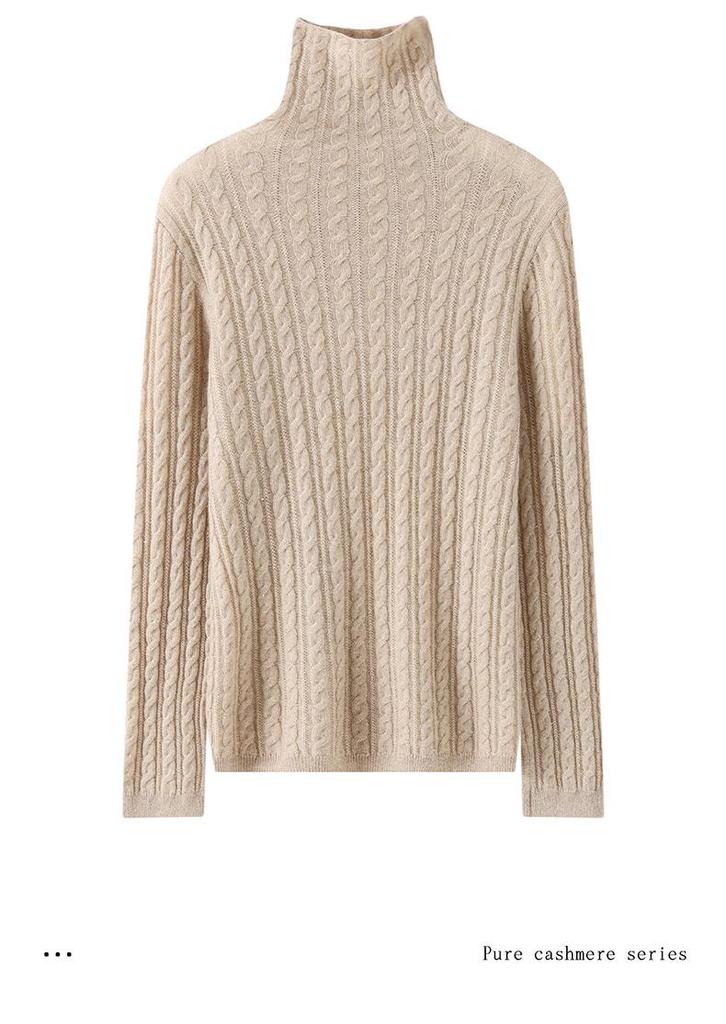 Women's Cashmere Mock Neck Sweater - Solid, Versatile Base Layer for Autumn/Winter, Twelve Gauge Knit Pullover