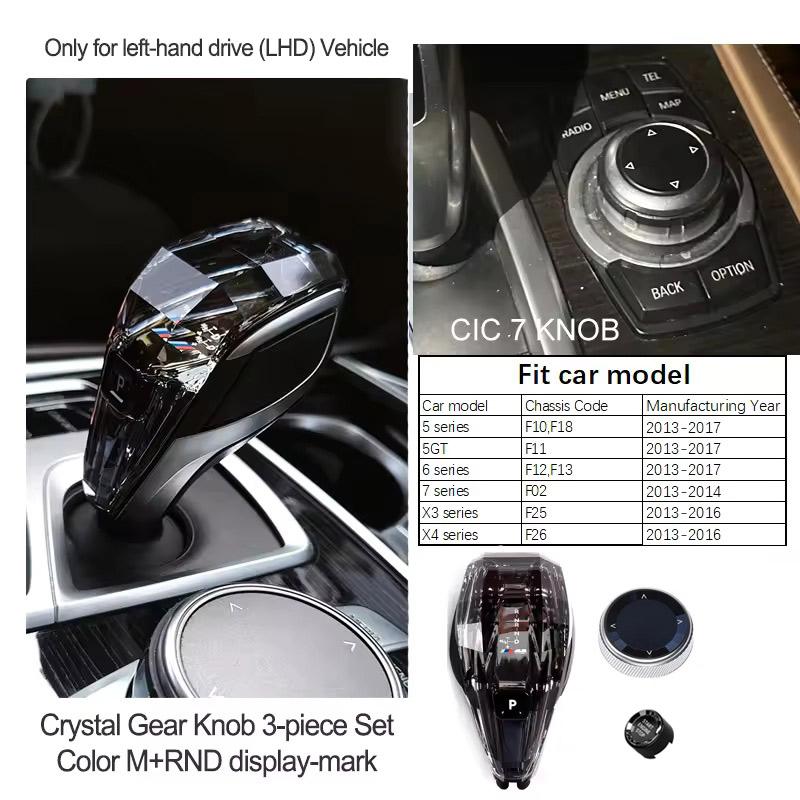 3 Piece Set Crystal Gear Shift Knob Lever Stick Handle for BMW 3 5 6 7 Series X3 X5 X6 F30 G15 F01 G20 G05 G21 G28 G30 G31 G38 T6