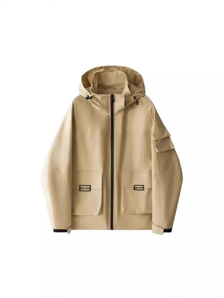 Mountain Series Herren Windjacke mit Kapuze: Herbst/Winter Lässige Workwear im amerikanischen Stil, Trendige Mehrfach-Taschen-Jacke