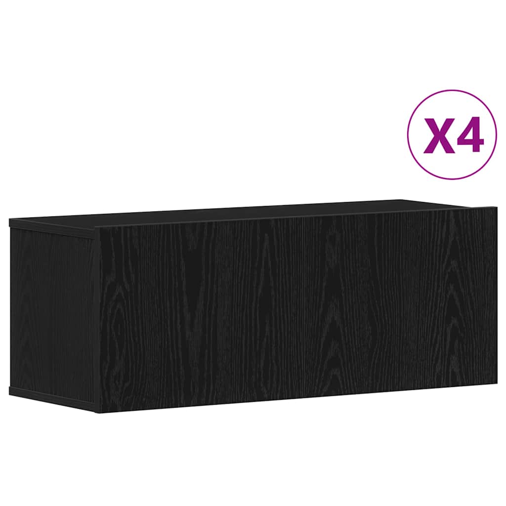 TV Cabinet Set 4 pcs Black Oak Effect 80 x 30 x 30 cm
