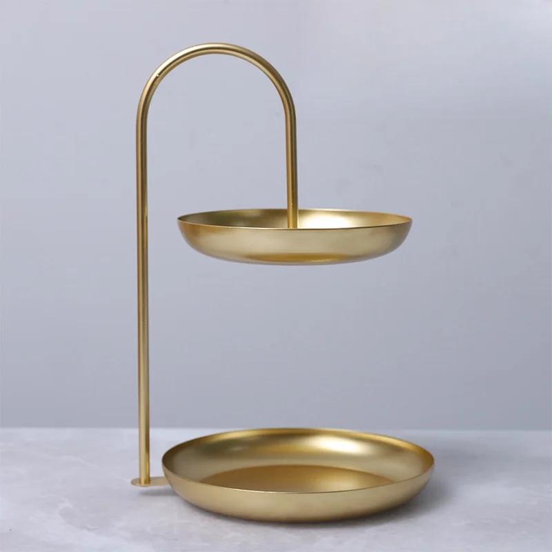 2-stöckiger Obstkorb Haushalt Leichter Luxus Metall Obstteller Tablettständer Persönlichkeit Kreativität Eisenkunst Delikater Obstkorb