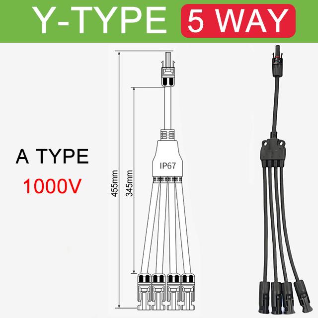 1/5/20/100 Sets Photovoltaic Solar Connector 1000V 30A Male Female 3-Way 4-Way 5-Way Plug DC PV Y Type 1 To 2/3/4 Adapter