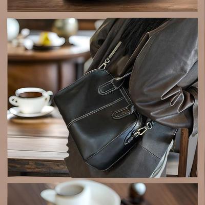2024 Autumn/Winter Large Capacity Women's Messenger Bag - Vegetable-Tanned First Layer Cowhide Leather