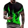 3d Flame Printed T-Shirt Summer Fashion Short-Sleeved Round Neck Top Trendy Summer Men's Breathable T-Shirt Blouses