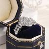 Classic 18k White Gold Plated Diamond Ring For Women S925 Silver Plated Engagement Wedding Four-Leaf Fine Jewelry