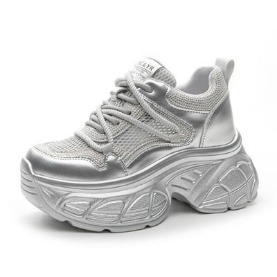 Mode 9CM Air Mesh Mikrofaser Leder Ballerinas Schnürung Damenmode Sommer Damen Frühling Plateau Keilabsatz Schuhe Klobiger Sneaker Vulkanisiert