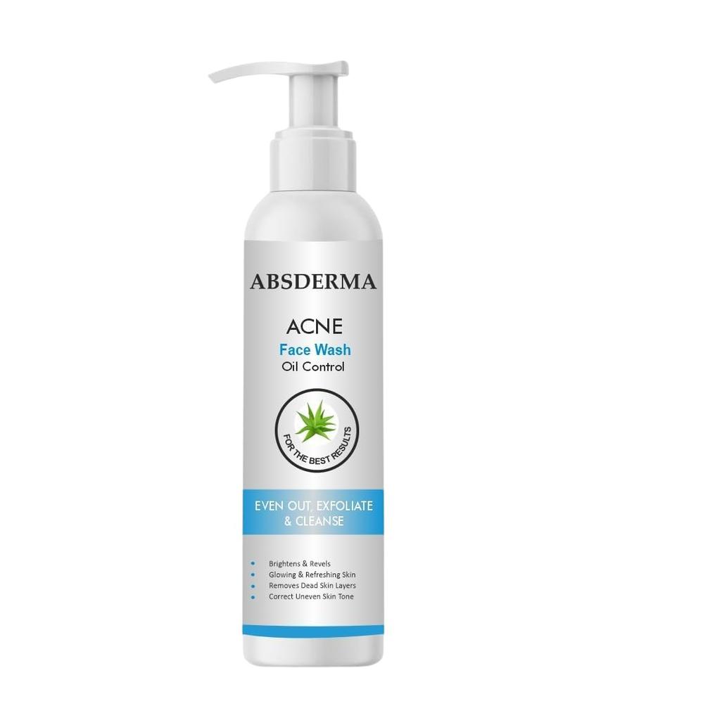 ABSDERMA Acne Face Wash 140gm | Oil Control Cleanser | Brightens & Reveals Clear Skin | Exfoliates, Deep Cleanses & Removes Dead Skin Layers