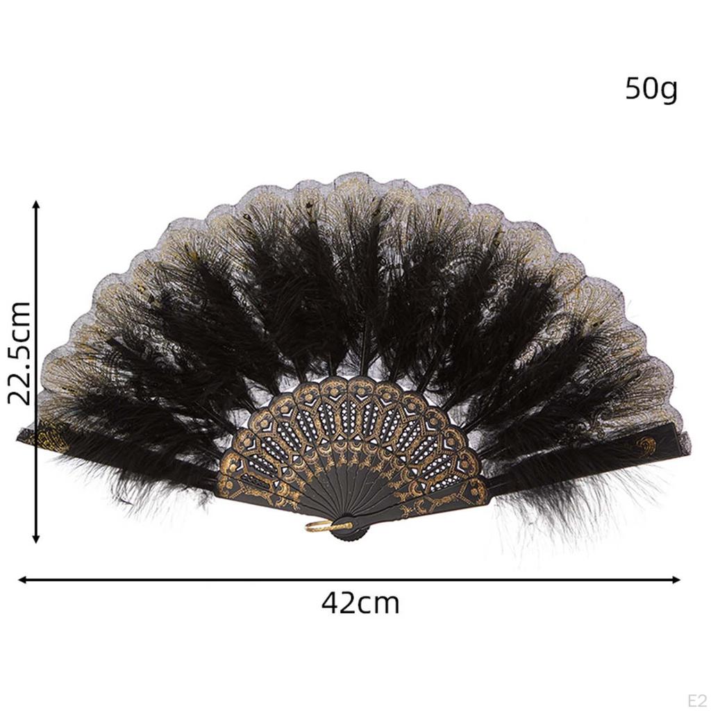 Wachlarz z piór Elegancki ręcznie haftowany kwiat składany rekwizyt przenośny ręczny na bal maturalny